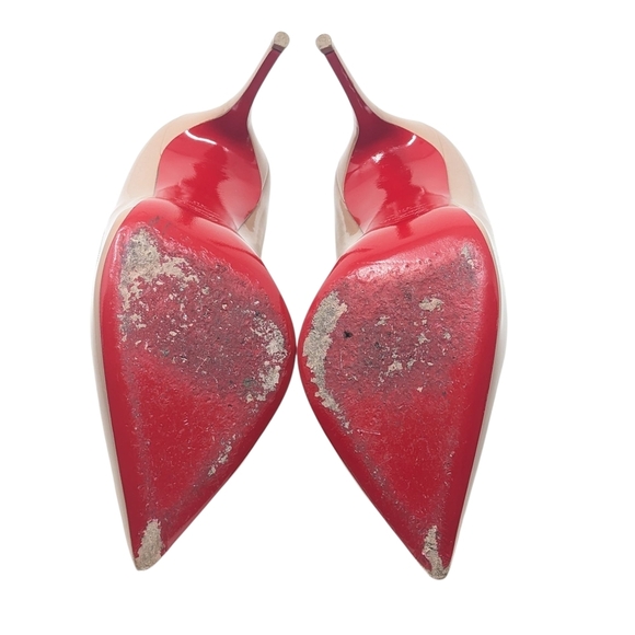 Christian Louboutin Nude Pigalle Follies 100 Patent Leather Pointed Pump Heel 40 - Picture 15 of 16